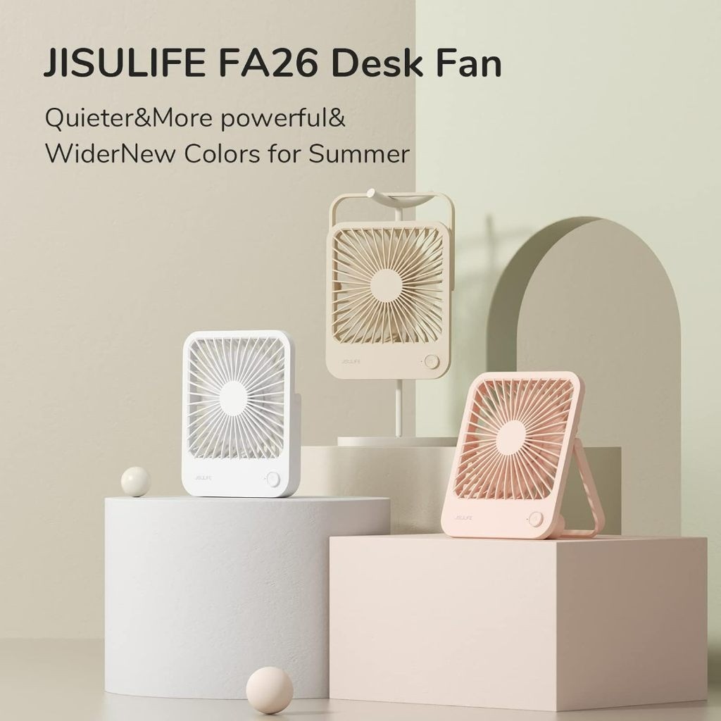 JISULIFE Ultra-Thin Table Powerful Desk Fan FA26